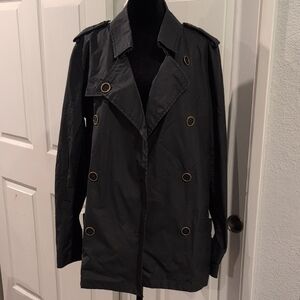 Old Navy XL Women's Black Double Breasted Trench Coat Peacoat Jacket